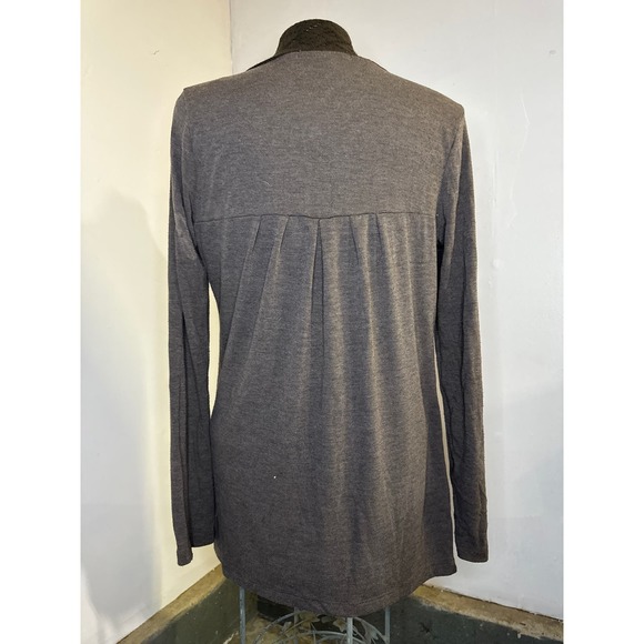 Debbie Morgan Women's Small Cardigan Brown Long Sleeve Crochet Trim Open - Picture 2 of 4